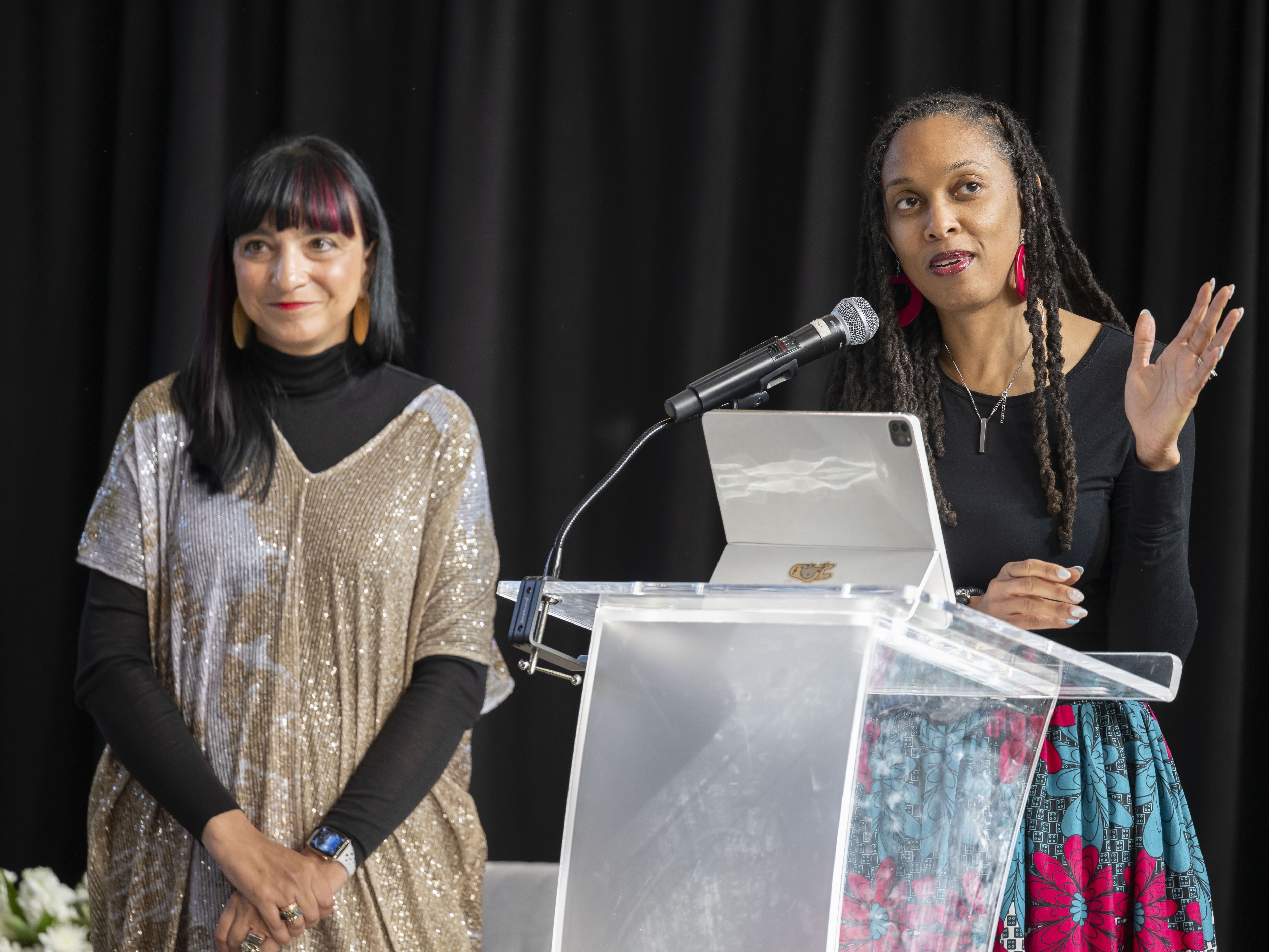 Safiya Noble AIM Distinguished Lecture - Neda Atanasoski (left) and Sheena Erete - April 1, 2025